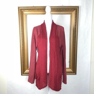 LUCKY BRAND red knit open drape cardigan sweater